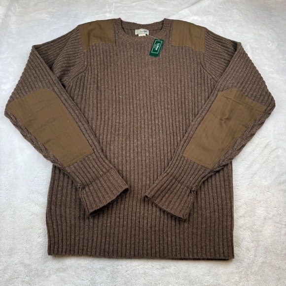 L.L.Bean Lambswool Brown Commando Sweater Men's L-Tall Crew Neck - Picture 1 of 6